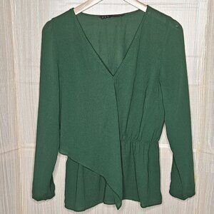 Zara Basic Womens Green Semi Sheer Blouse Medium